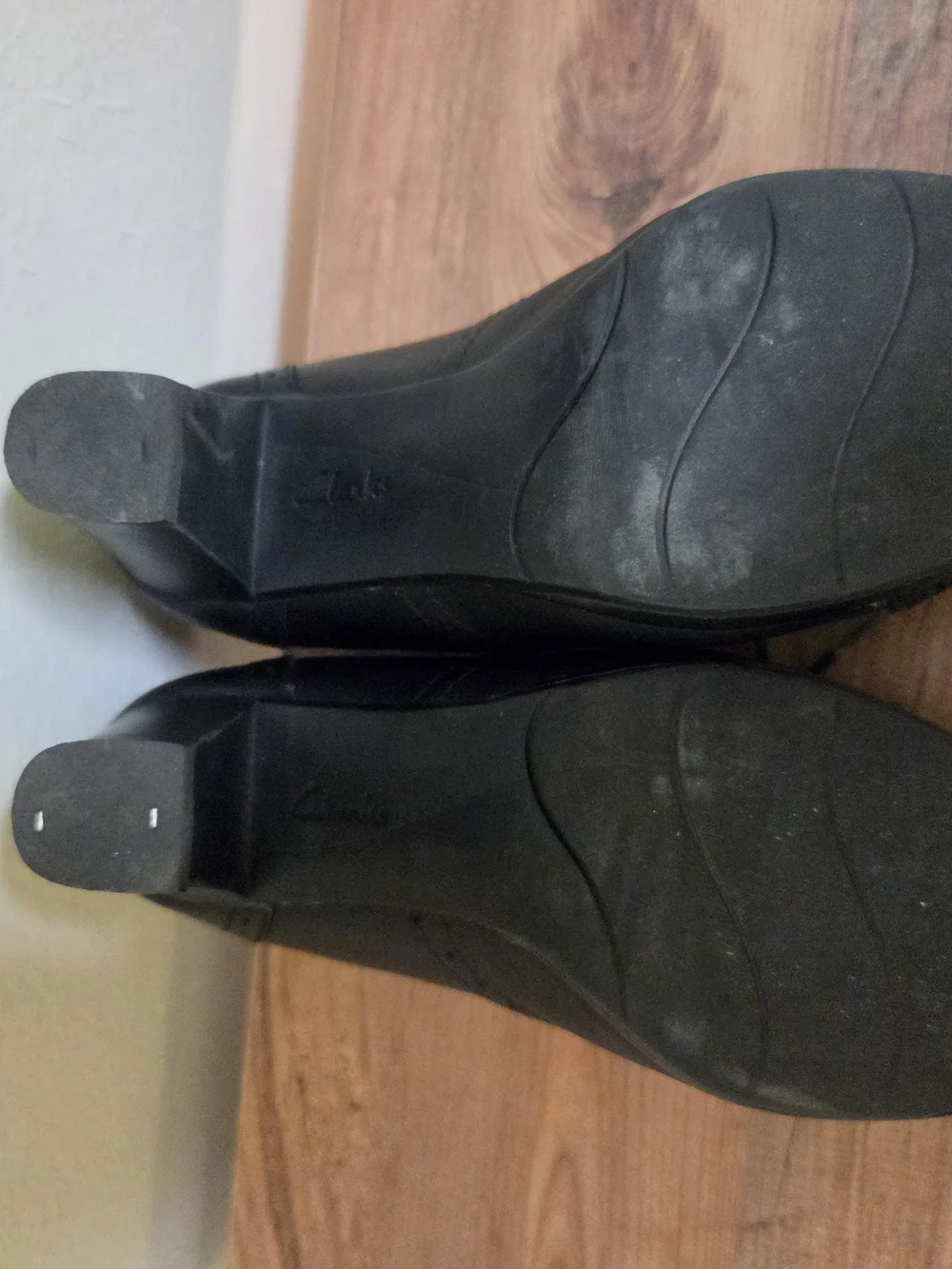 Clarks Black Lace-Up Block Heel Booties